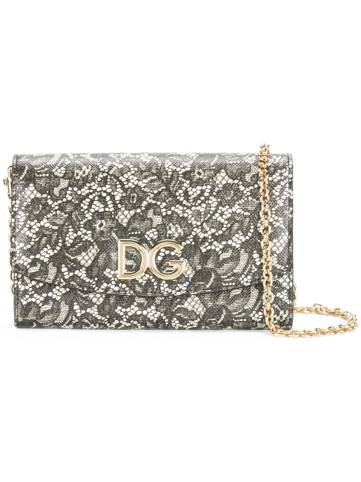 Dolce & Gabbana Lace Print Clutch - Black