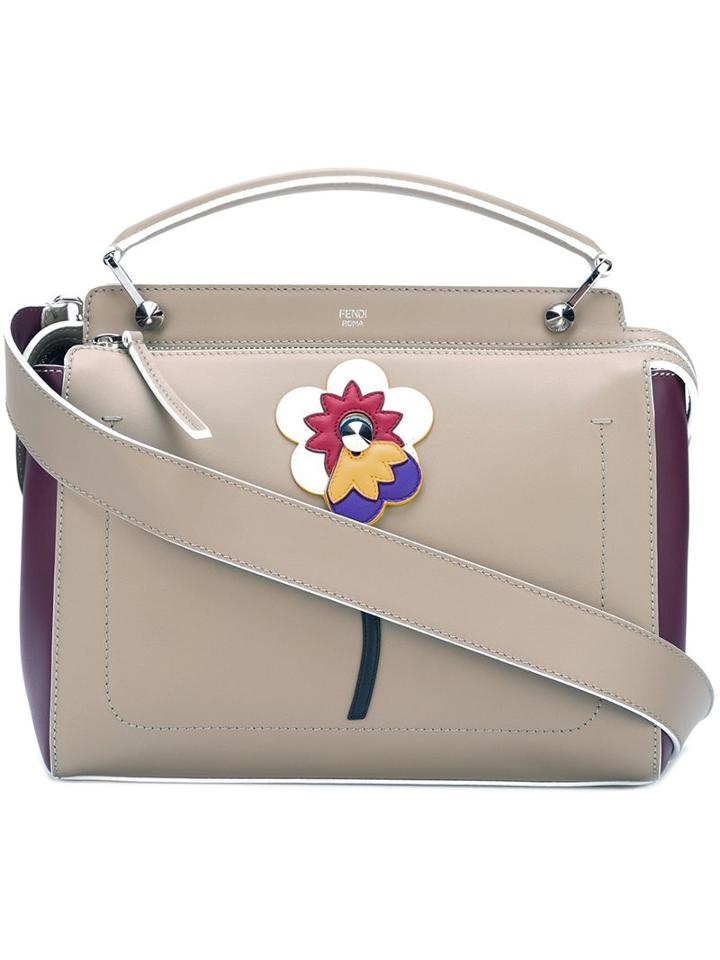 Fendi Flower Shoulder Bag, Women's, Grey