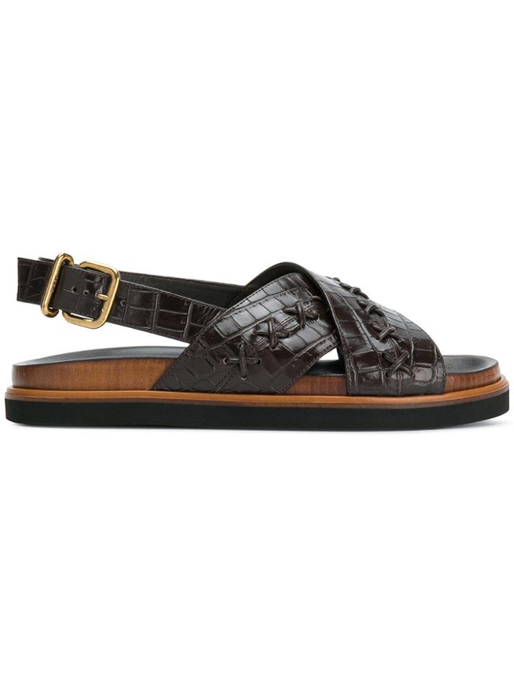 Tod's Textured Crossover Sandals - Brown