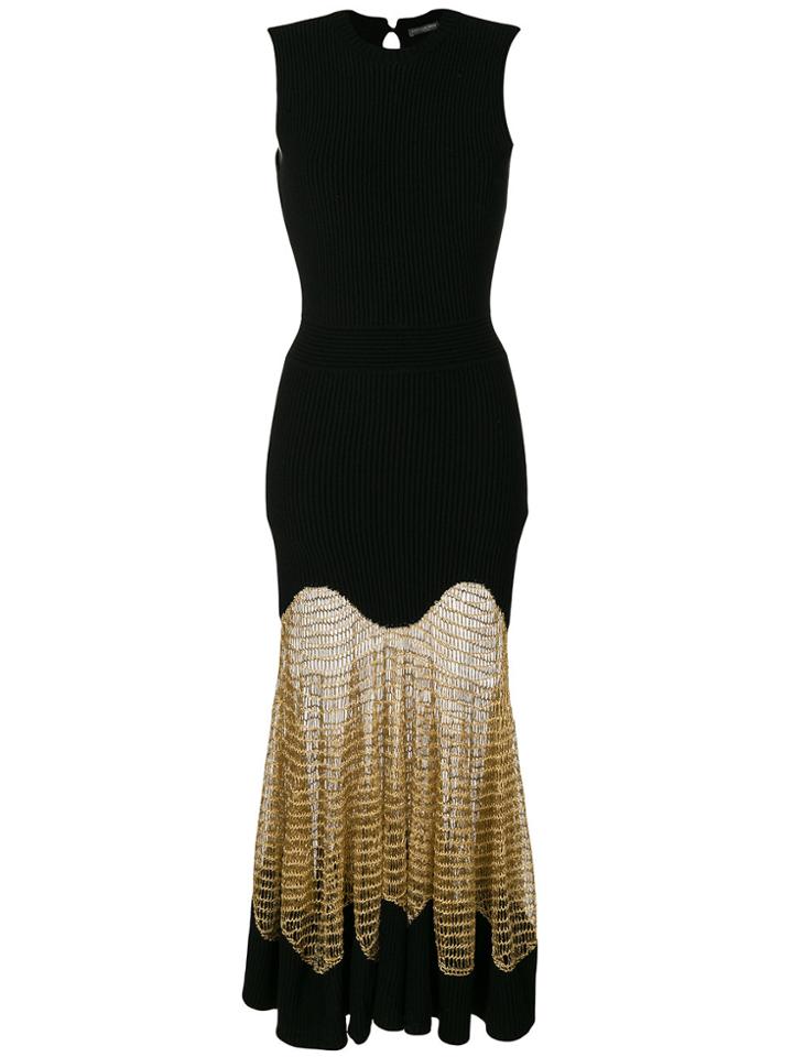 Alexander Mcqueen Metallic Mesh Knit Dress - Black