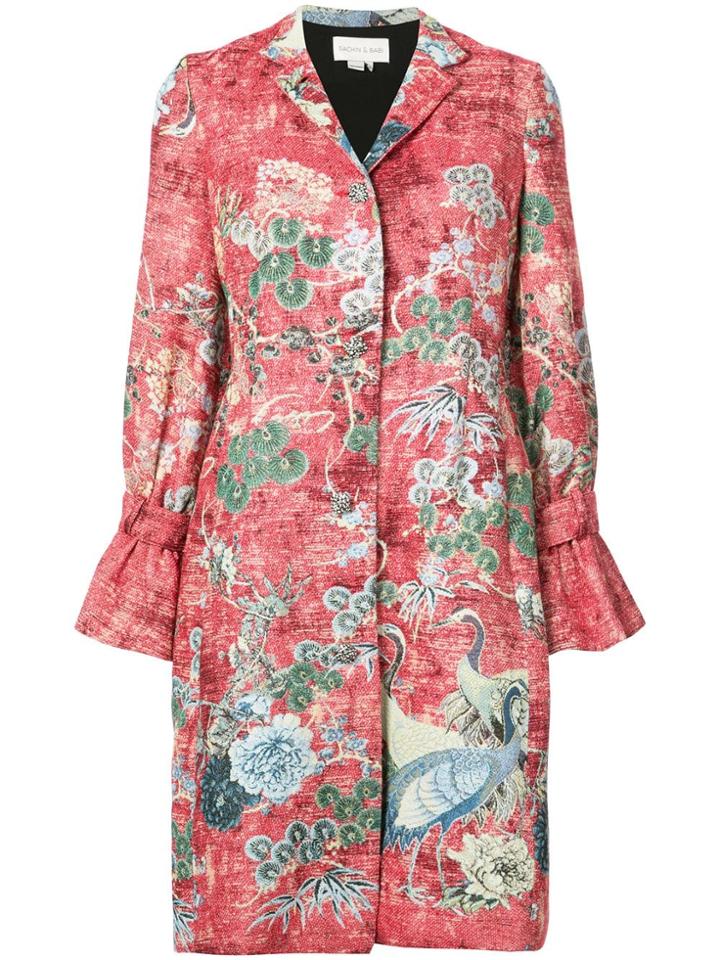 Sachin & Babi Dua Printed Coat - Red