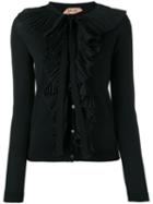 No21 Frill Detail Cardigan, Women's, Size: 42, Black, Cotton