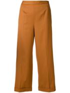 Mm6 Maison Margiela Cropped Wide Leg Trousers - Brown