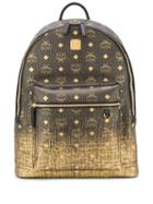 Mcm Logo Print Back Pack - Gold