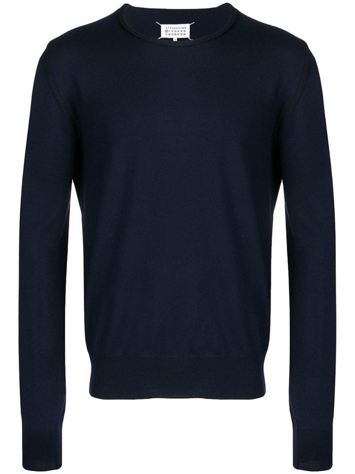 Maison Margiela Contrast Trim Jumper - Blue