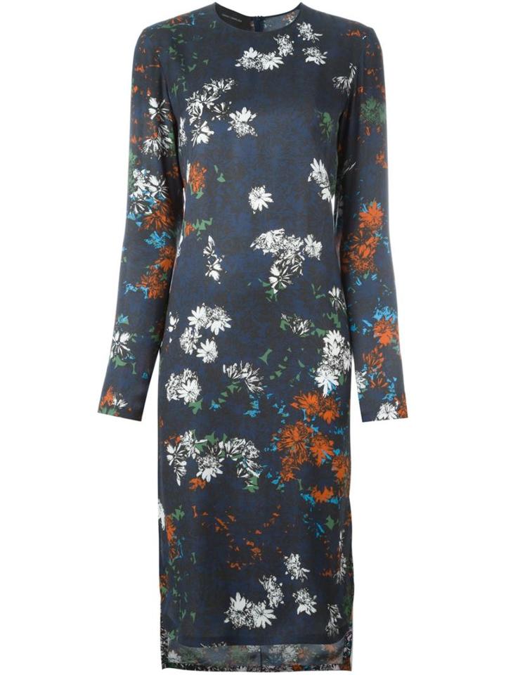 Cédric Charlier Floral Print Dress, Women's, Size: 44, Blue, Rayon/acetate