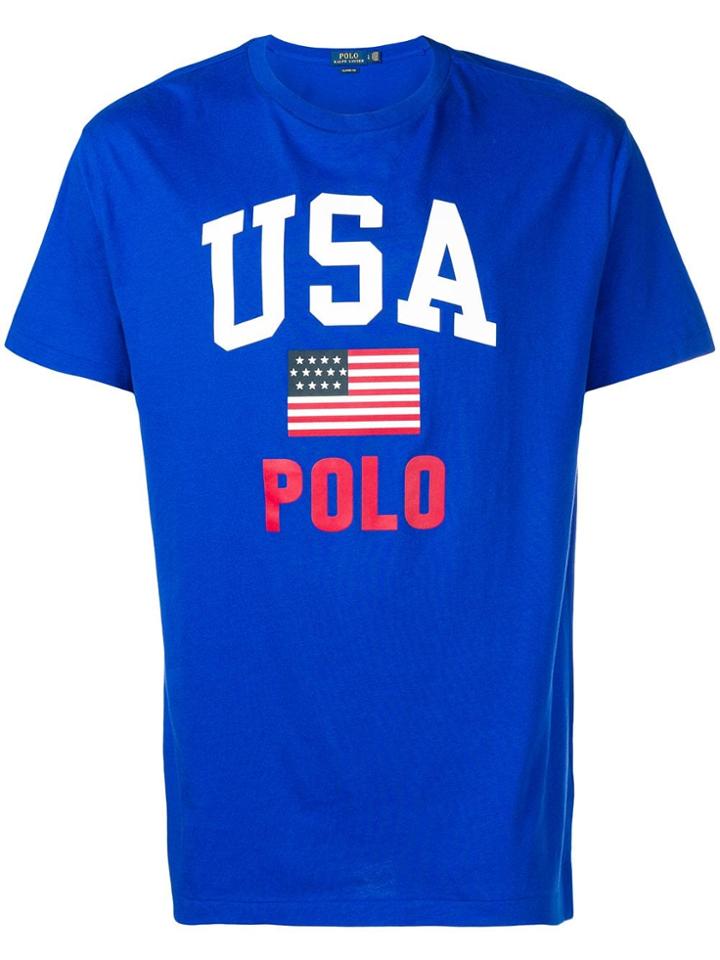 Polo Ralph Lauren Usa Logo Print T-shirt - Blue