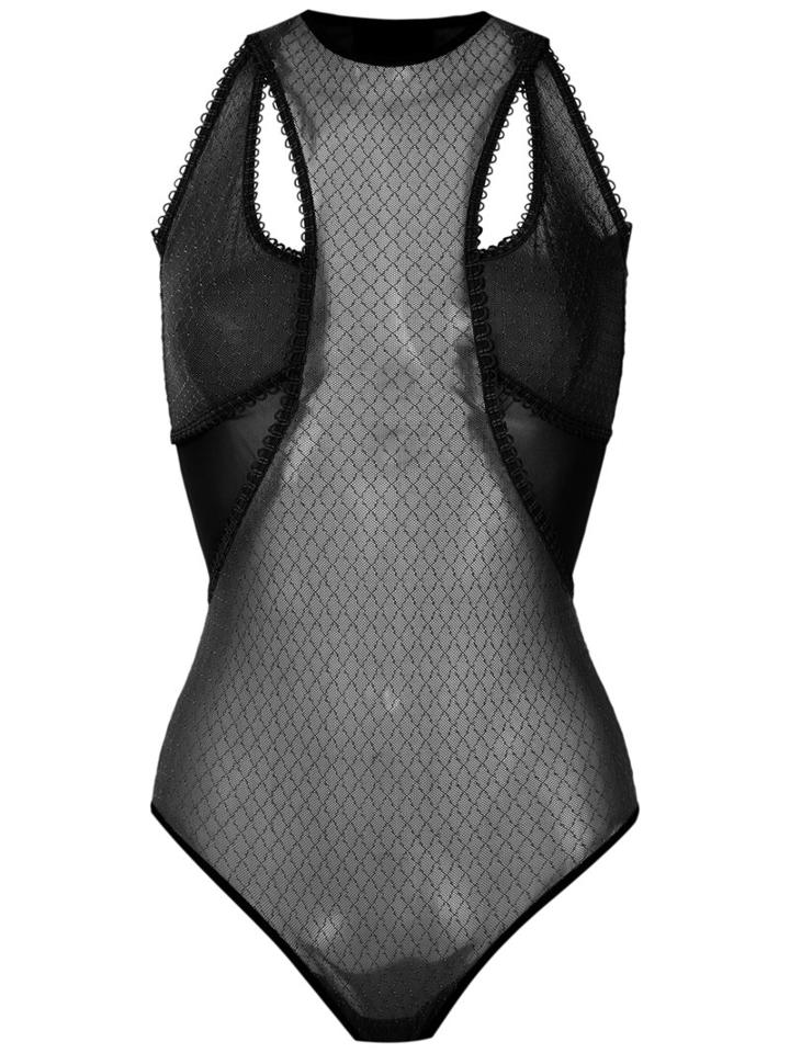 Andrea Bogosian Tulle Bodysuit, Women's, Size: Medium, Black, Spandex/elastane/polyimide