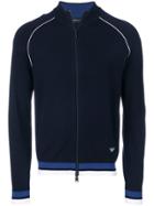 Emporio Armani Contrast-trim Zip-up Cardigan - Blue