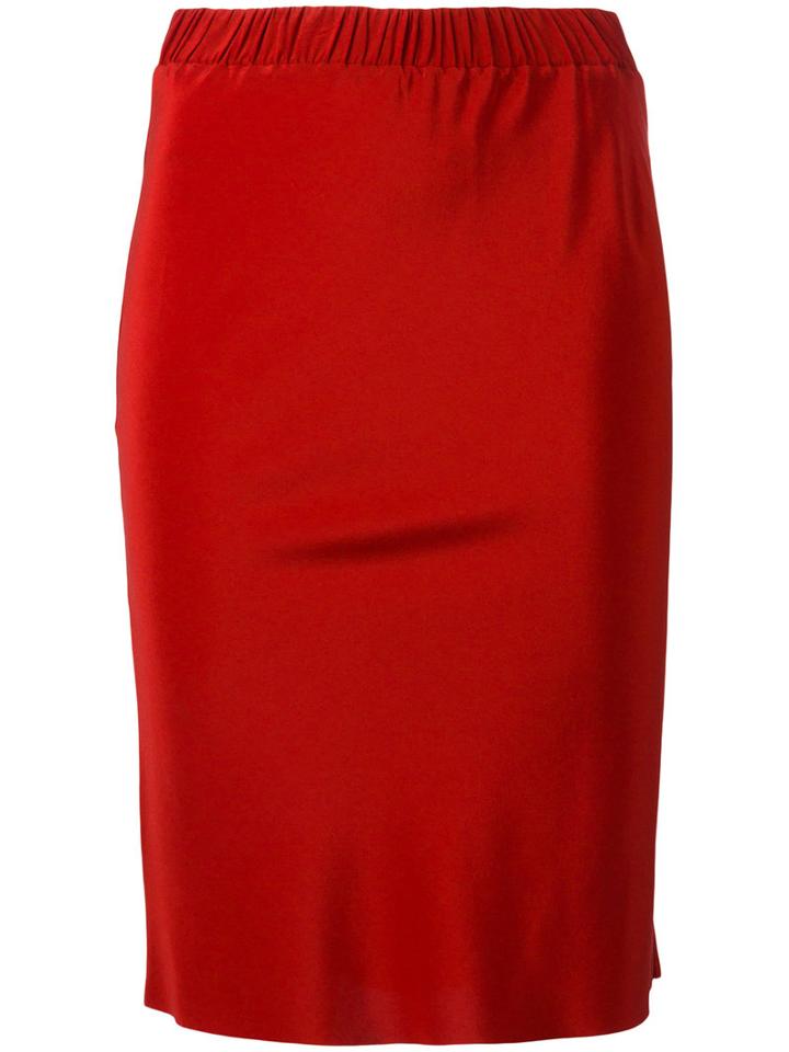 A.f.vandevorst Stretch Waist Pencil Skirt, Women's, Size: 40, Red, Silk/lyocell