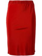 A.f.vandevorst Stretch Waist Pencil Skirt, Women's, Size: 40, Red, Silk/lyocell