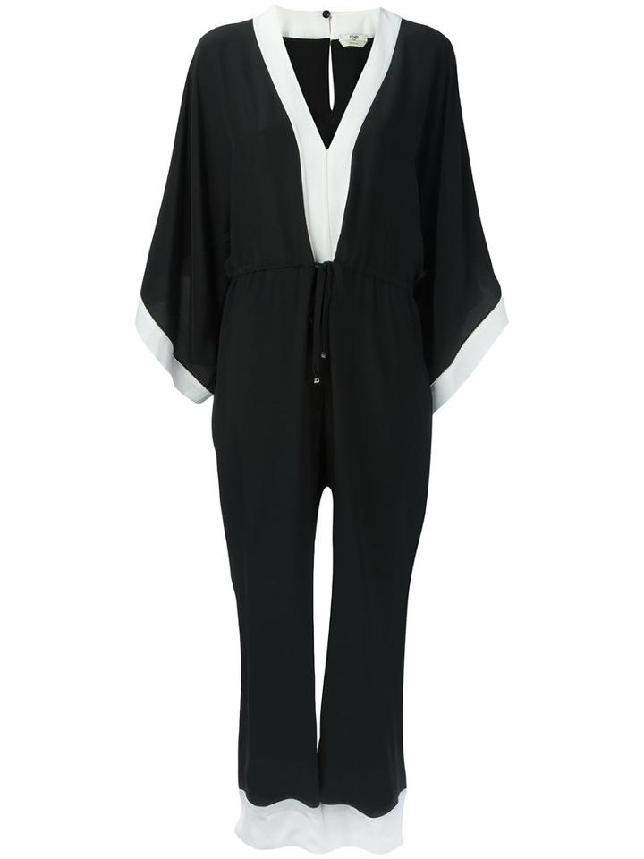 Fendi V-neck Jumpsuit, Women's, Size: 42, Black, Silk