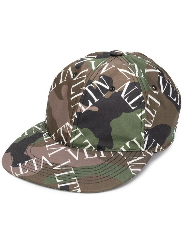 Valentino Vltn Camouflage Baseball Cap - Green