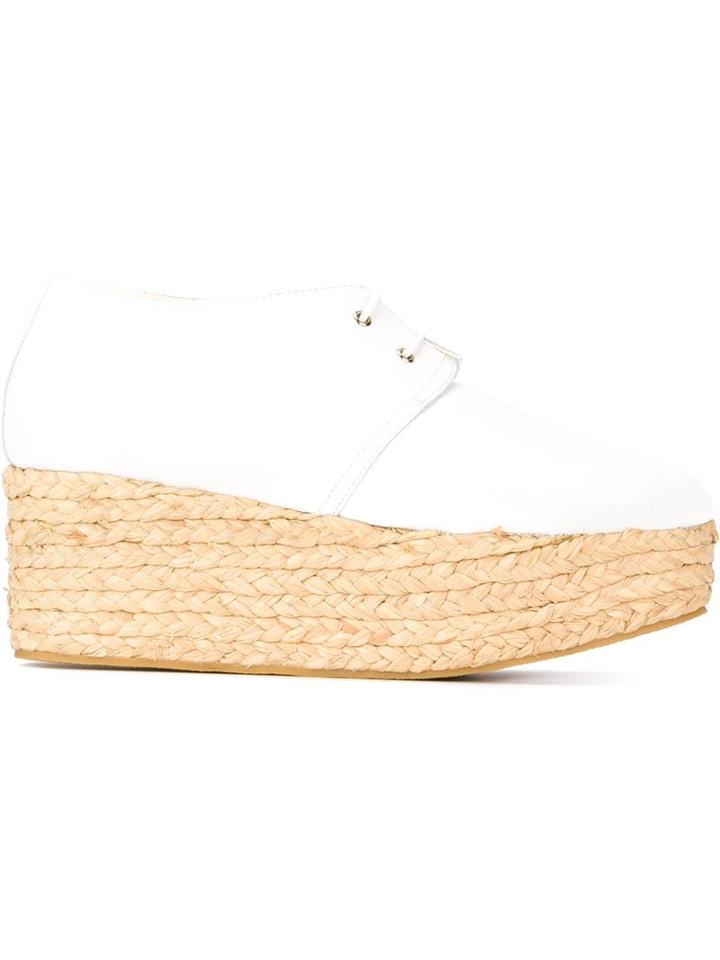Robert Clergerie Patos Wedge Lace-up Shoes, Women's, Size: 40, White, Leather/rubber