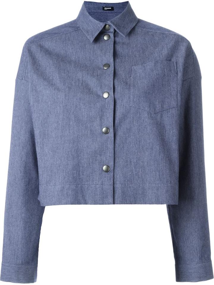 Jil Sander Navy Cropped Denim Shirt