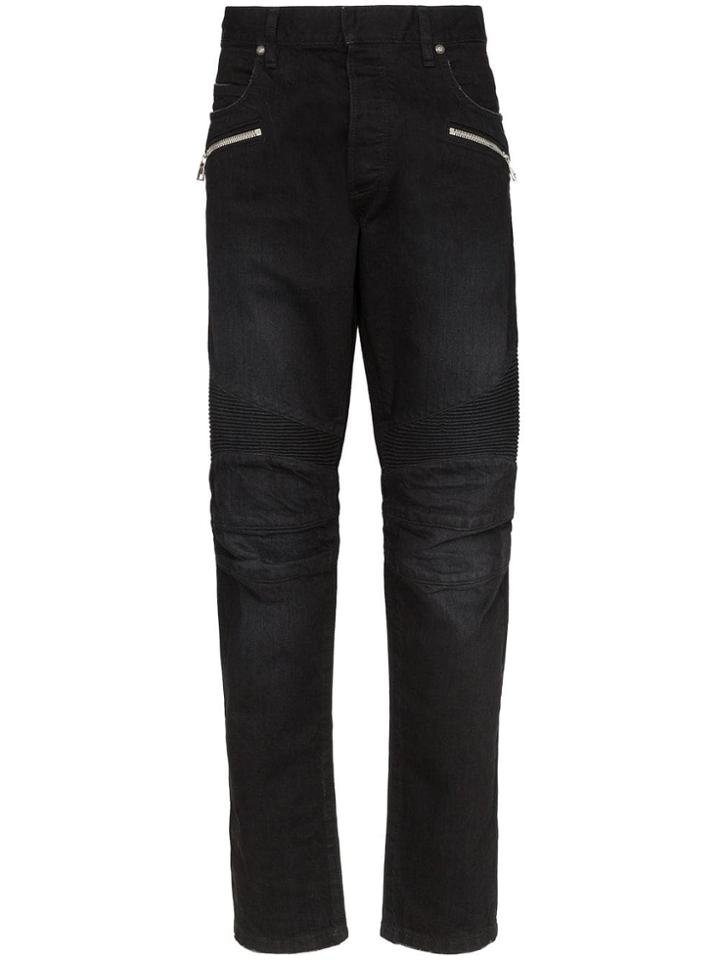 Balmain Slim-fit Zip-pocket Jeans - Black