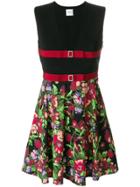 Brognano Floral Print Flared Dress - Black