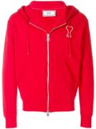 Ami Alexandre Mattiussi Zipped Ami De Coeur Hoodie - Red