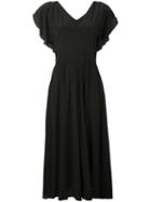 Max Mara - Frill Sleeve Dress - Women - Silk - 44, Black, Silk