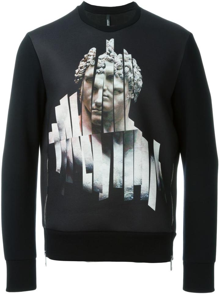 Neil Barrett Statue Print Sweatshirt, Men's, Size: S, Black, Polyester/viscose/polyurethane