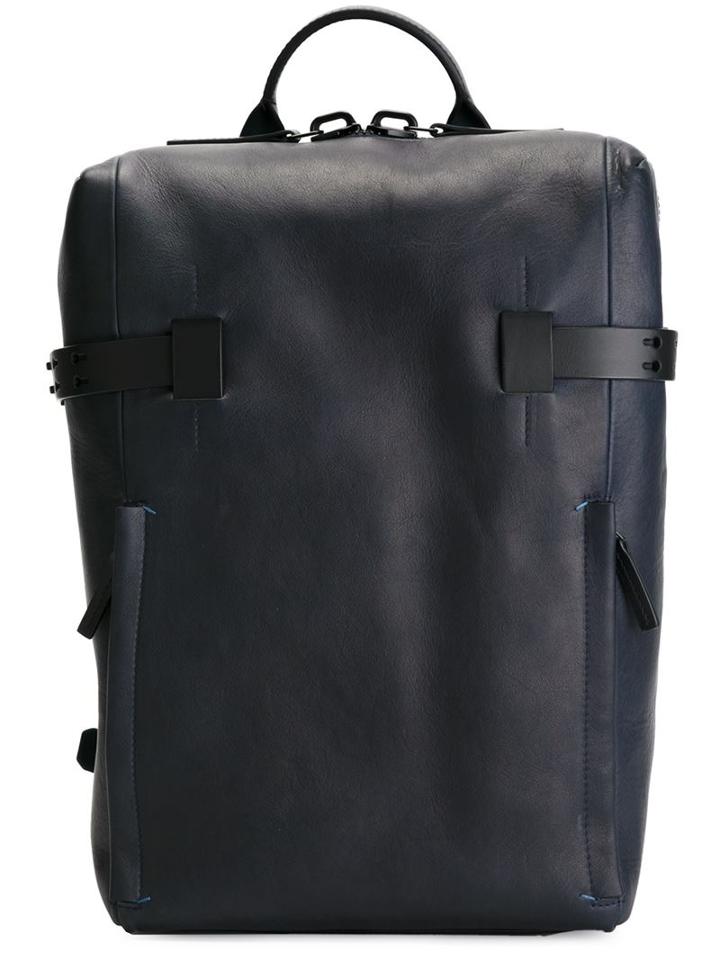 Troubadour Compact Rucksack, Blue, Calf Leather/cotton