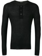 Tom Ford Superfine Long Sleeved Henley, Men's, Size: 50, Black, Silk/cashmere