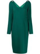 Dolce & Gabbana Embellished Shoulders Midi Dress - Green