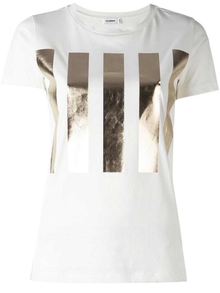 High Shine Bars Print T-shirt - Women - Cotton - L, White, Cotton, Jil Sander