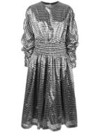 Comme Des Garçons Noir Kei Ninomiya Metallic Gingham Dress - Silver