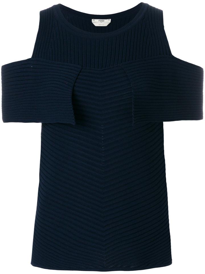 Fendi Knitted Cold Shoulder Top - Blue