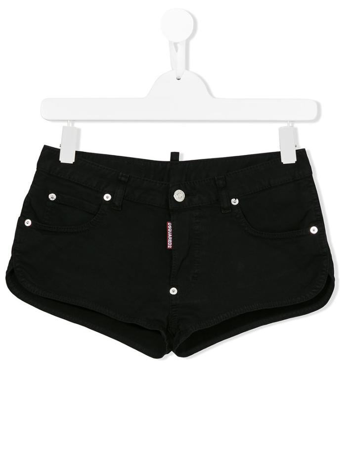 Dsquared2 Kids Logo Tab Denim Shorts, Girl's, Size: 14 Yrs, Black
