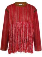 Acne Studios Woven Fringed Jumper - Red