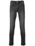 Kappa Appliqué Striped Skinny Jeans - Black
