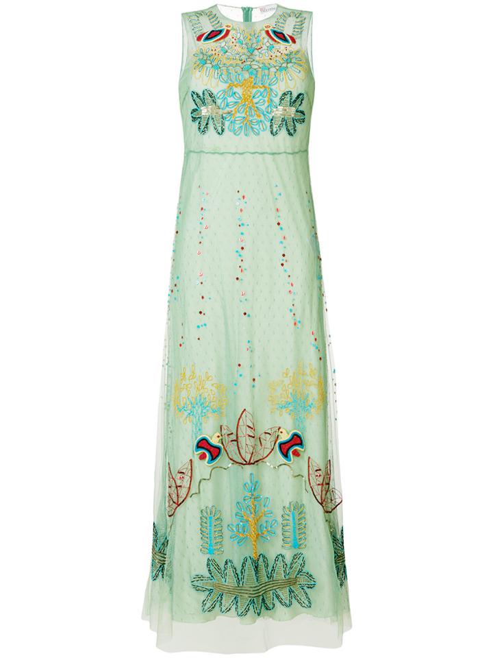 Red Valentino Embroidered Maxi Dress - Green