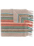 Gucci Logo Embroidered Check Scarf - Nude & Neutrals