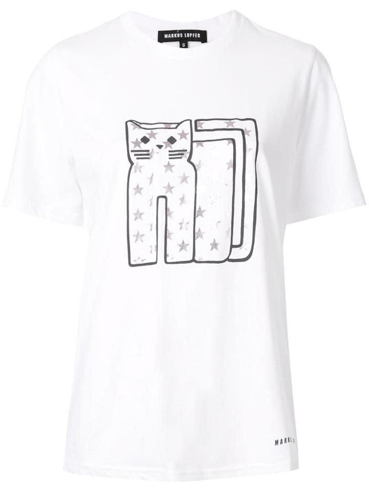 Markus Lupfer Cat Print T-shirt - White