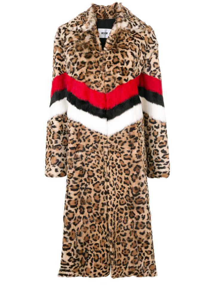 Msgm Leopard Print Coat - Multicolour