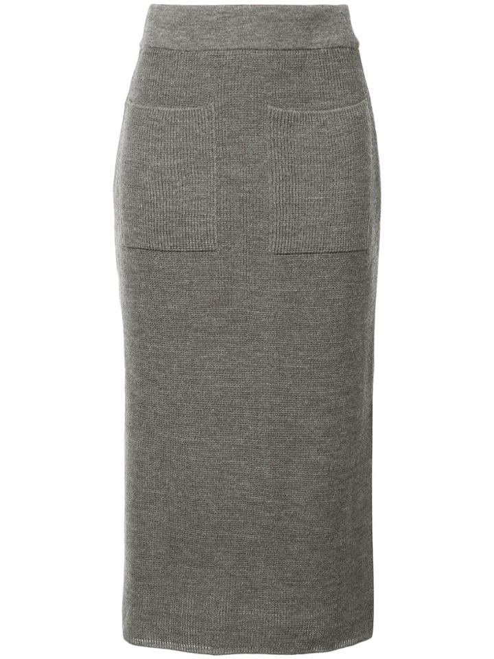 Cityshop Knitted Front Pocket Skirt - Grey