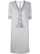 Thom Browne - Suit Motif T-shirt Dress - Women - Silk/cotton/wool - 44, Grey, Silk/cotton/wool