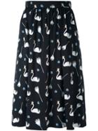 Markus Lupfer Swan Princess Print 'zoe' Skirt, Women's, Size: Medium, Black, Cotton/viscose/spandex/elastane