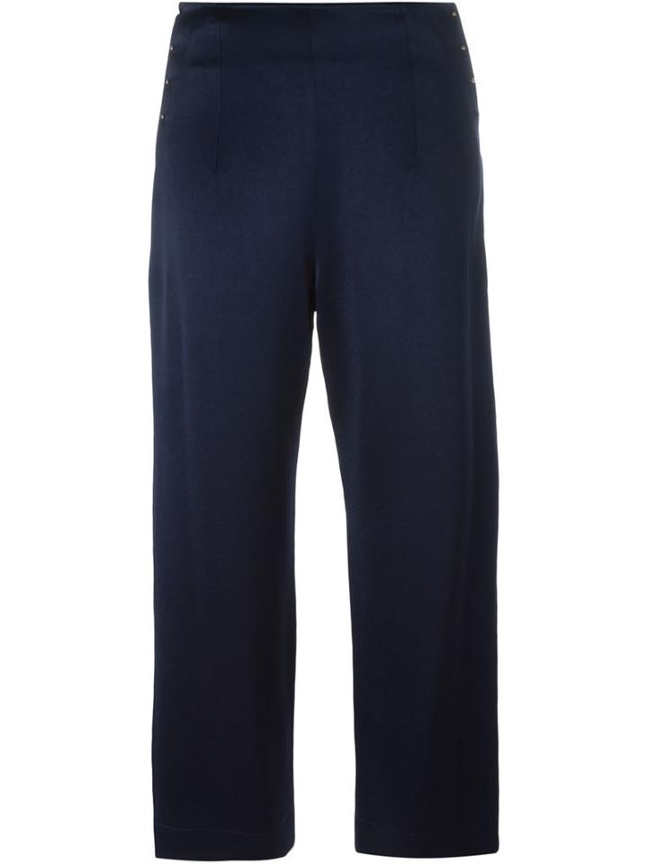 Derek Lam 10 Crosby Cropped Satin Trousers, Women's, Size: 4, Blue, Polyester/triacetate