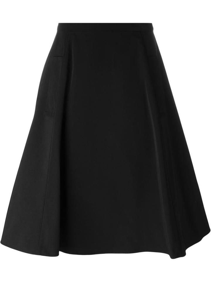 Lanvin Pleated A-line Skirt, Women's, Size: 38, Black, Polyester/cotton