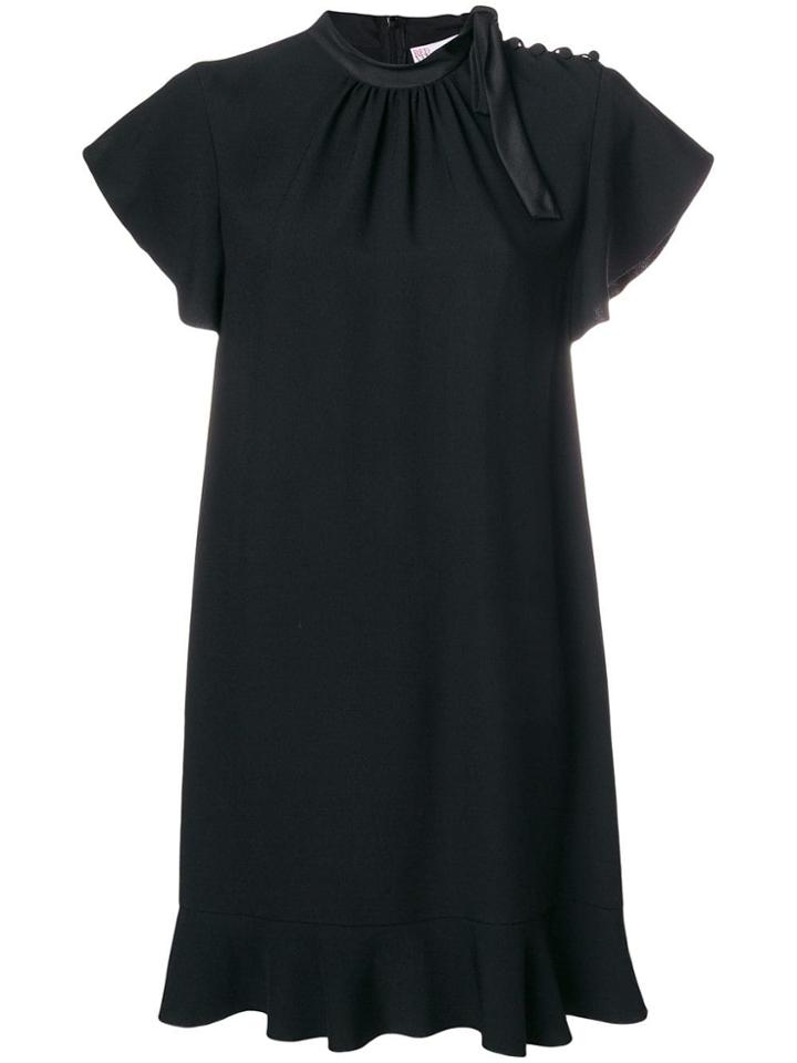 Red Valentino Pleat Detail Mini Dress - Black