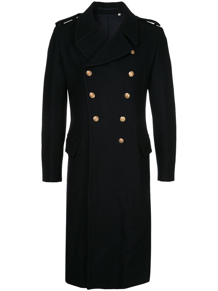 Kent & Curwen Button Up Military Coat - Blue