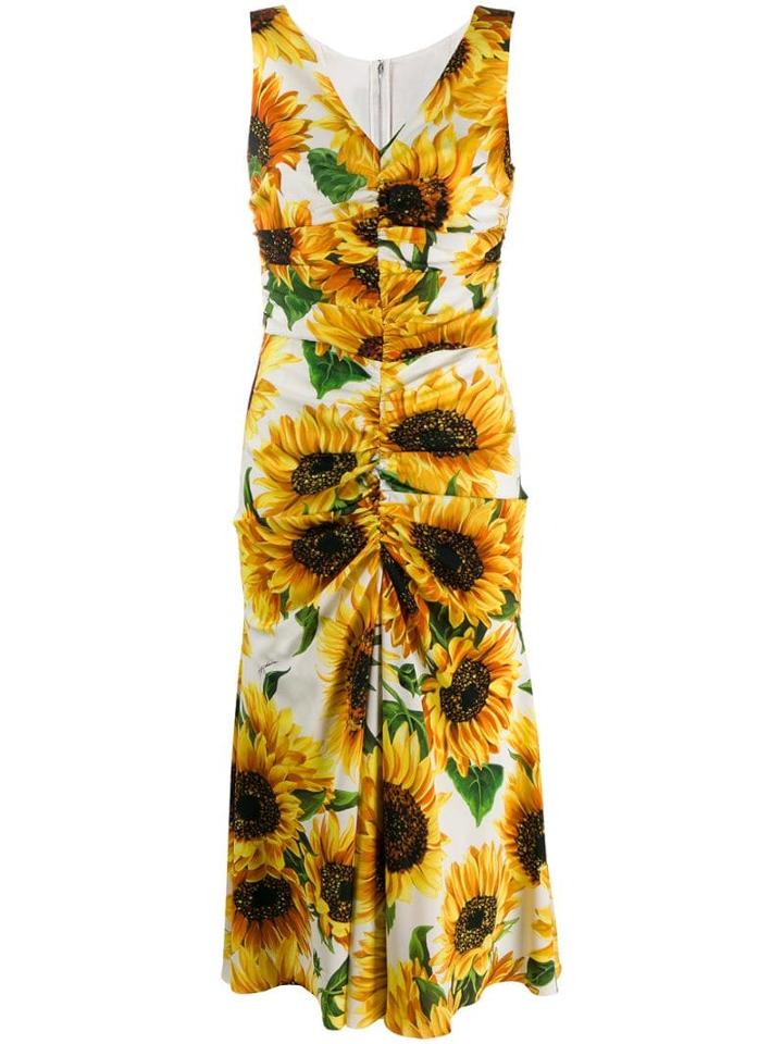 Dolce & Gabbana Sunflower Print Dress - White