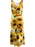 Dolce & Gabbana Sunflower Print Dress - White