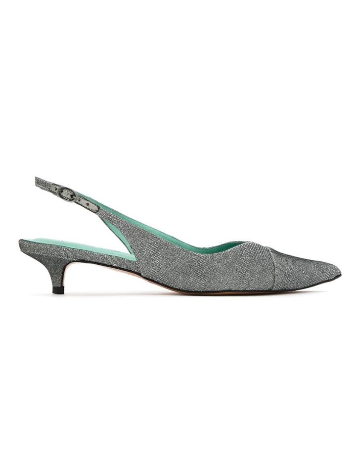 Blue Bird Shoes Disco Lurex Slingback Pumps - Grey