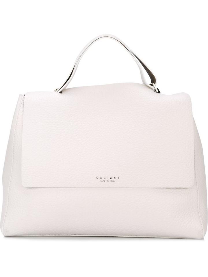 Orciani Flap Closure Tote Bag, Women's, White, Leather