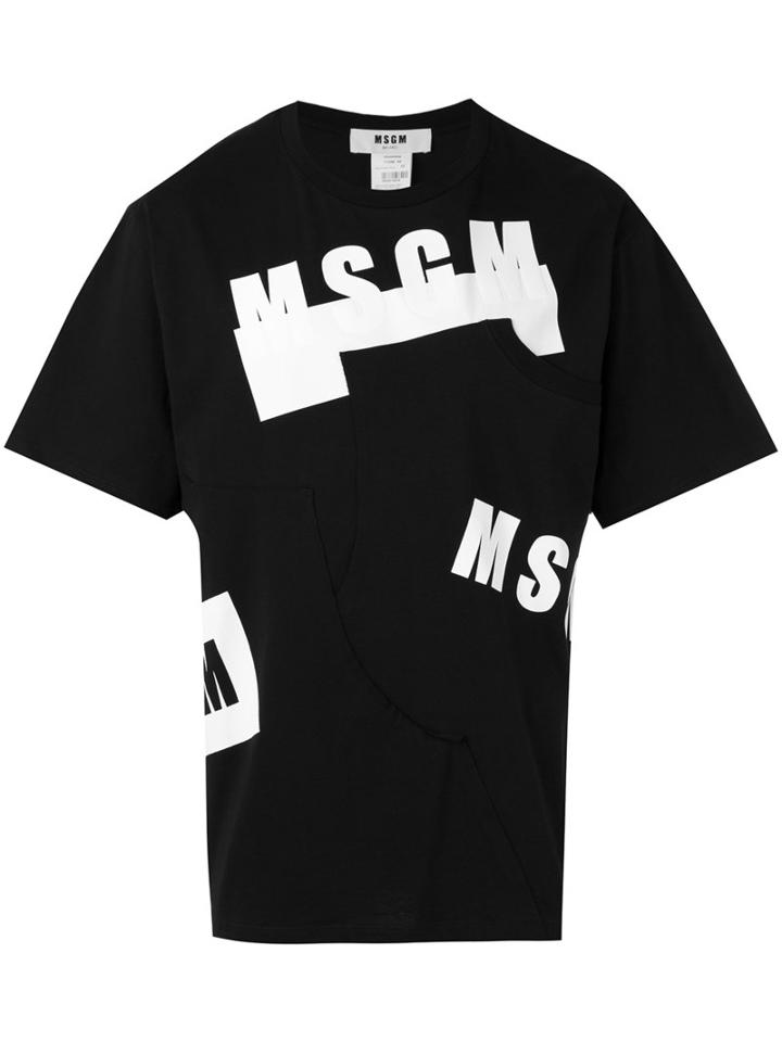 Msgm - Logo Print T-shirt - Men - Cotton - S, Black, Cotton