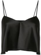 Brandon Maxwell - Flared Crop Top - Women - Silk - 8, Black, Silk